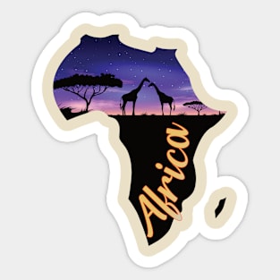 Kontinent Afrika mit Giraffen bei Nacht Sticker